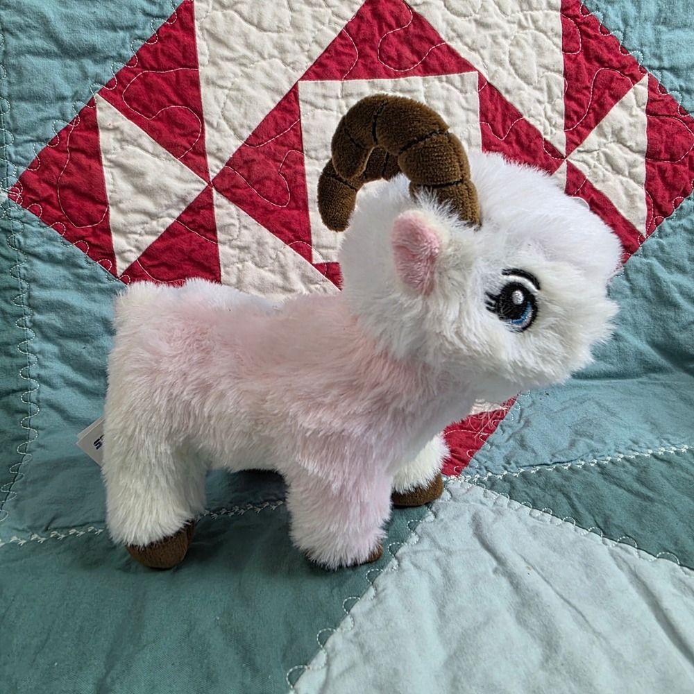 Ideal Toys Direct Pastel Pink White Ram Plush Stuffed Animal Goat Sheep 6 Inch